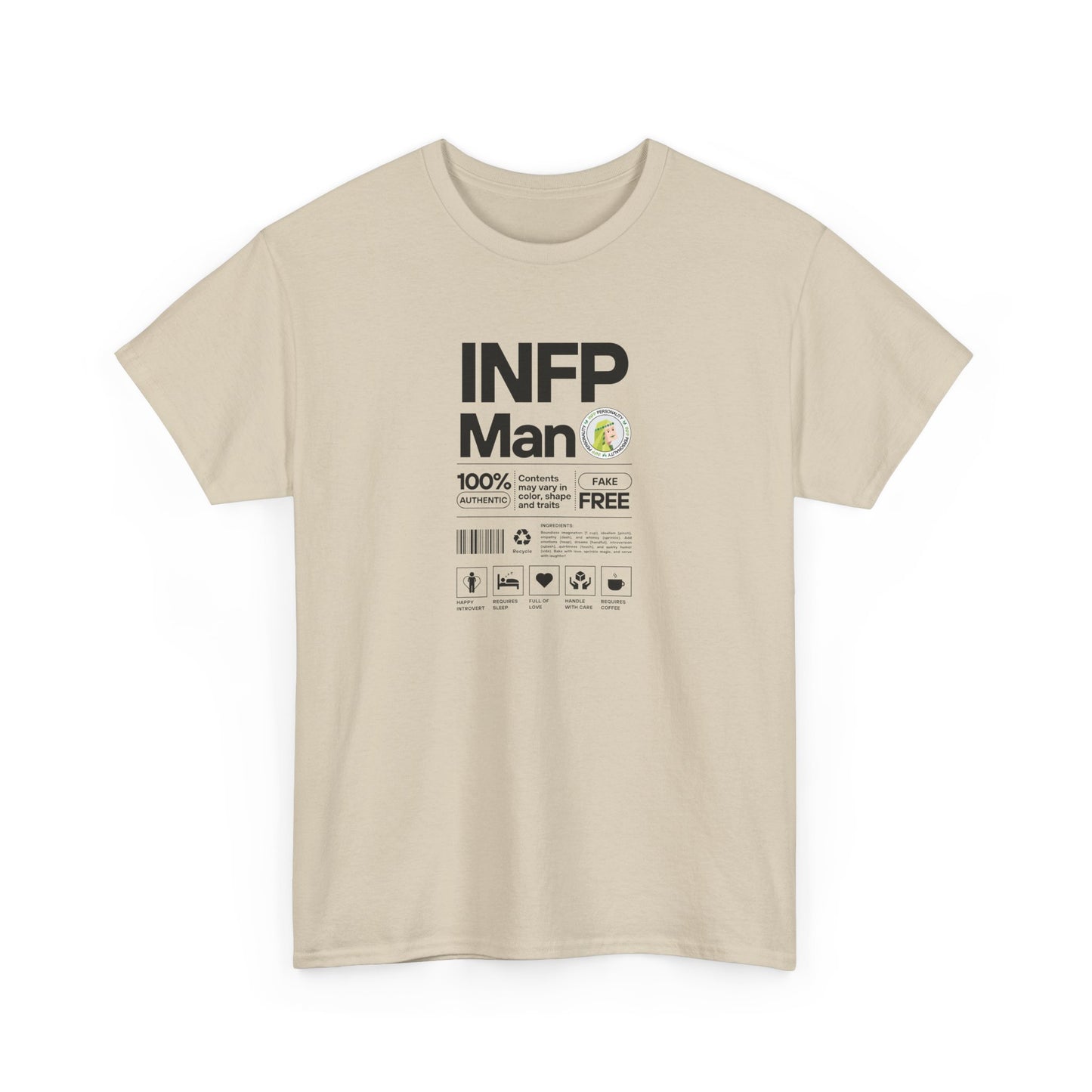 INFP Man Ingredients Black Text Tee