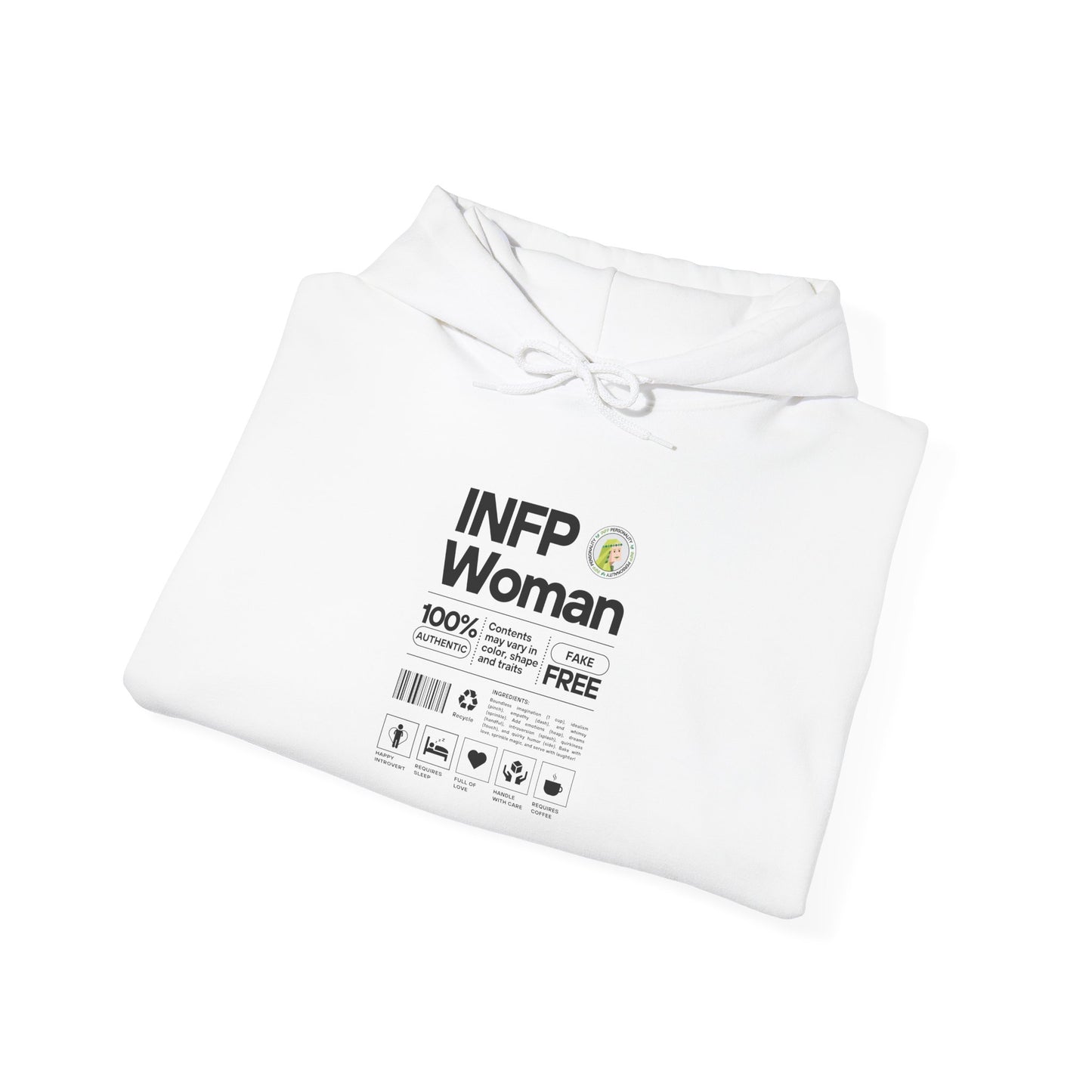 INFP Woman Ingredients Black Text Hoodie