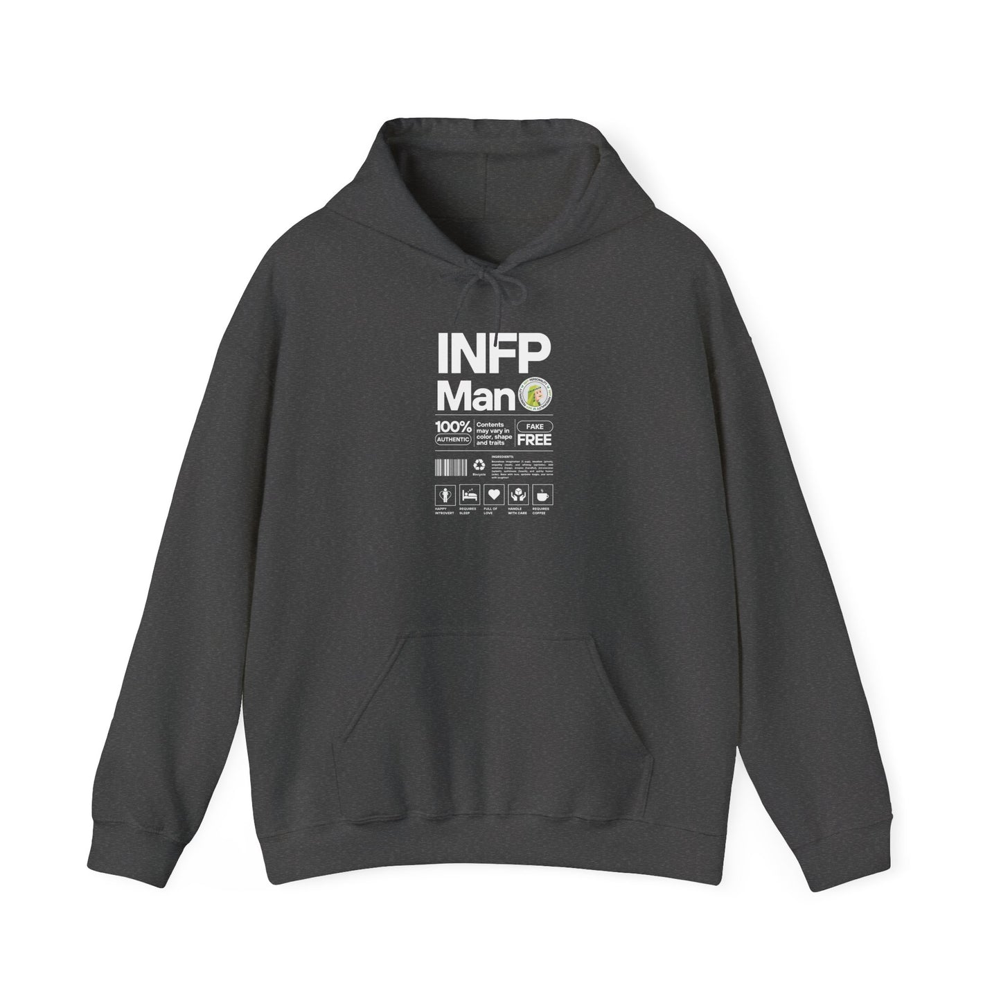 INFP Man Ingredients White Text Hoodie