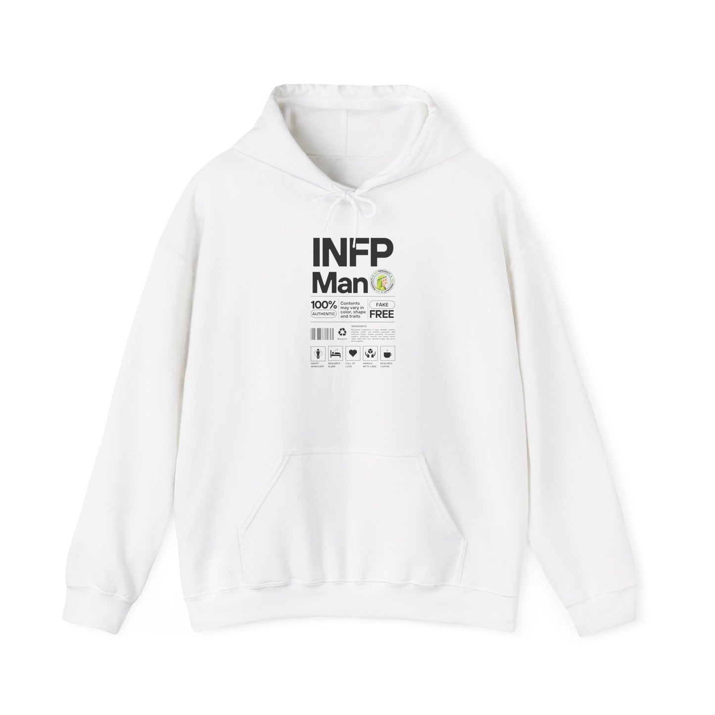 INFP Man Ingredients Black Text Hoodie