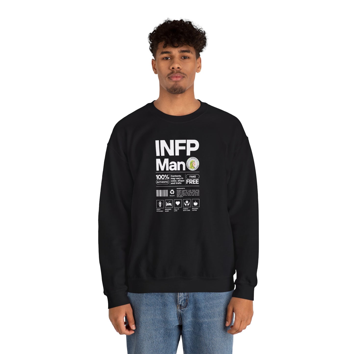 INFP Man Ingredients White Text Sweatshirt
