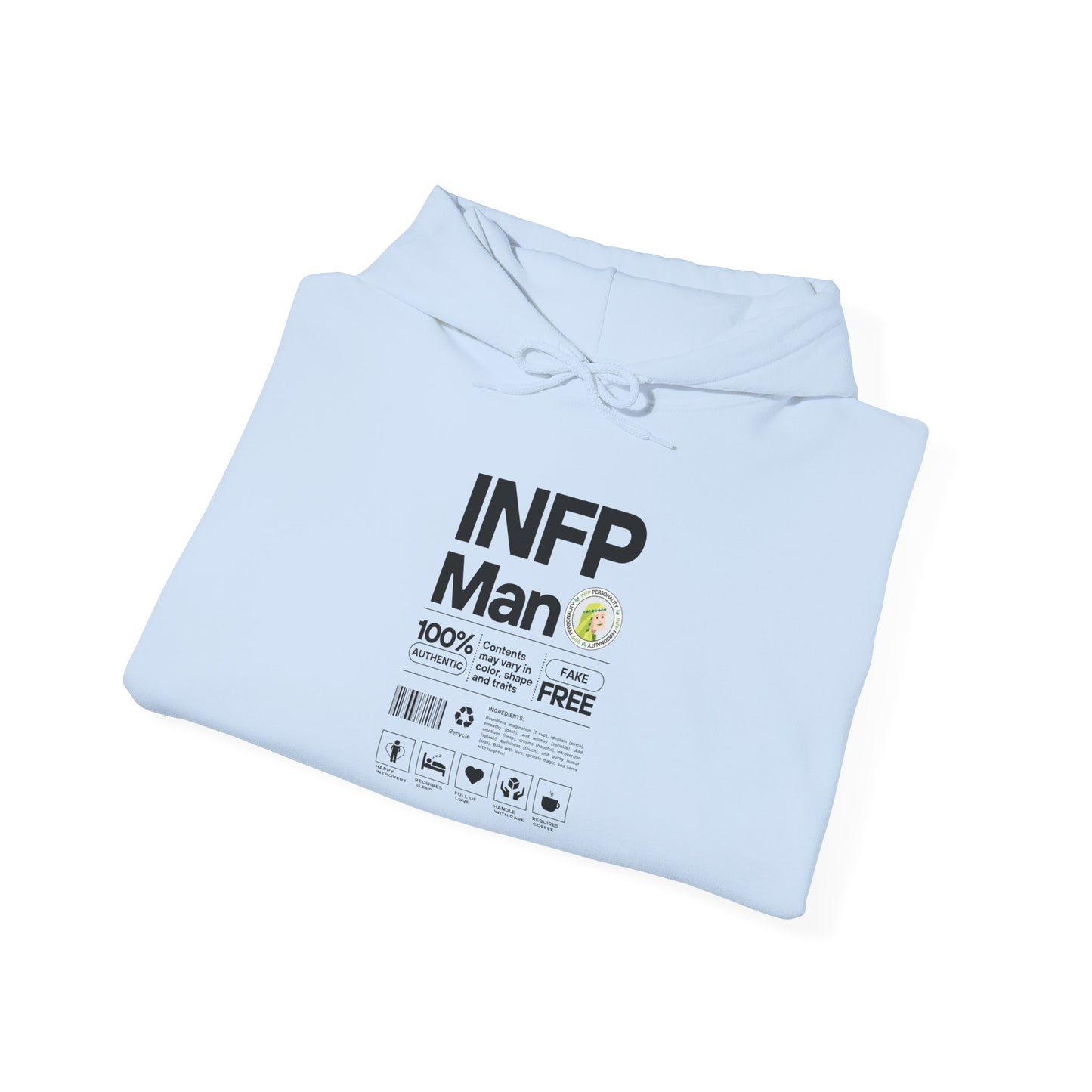 INFP Man Ingredients Black Text Hoodie