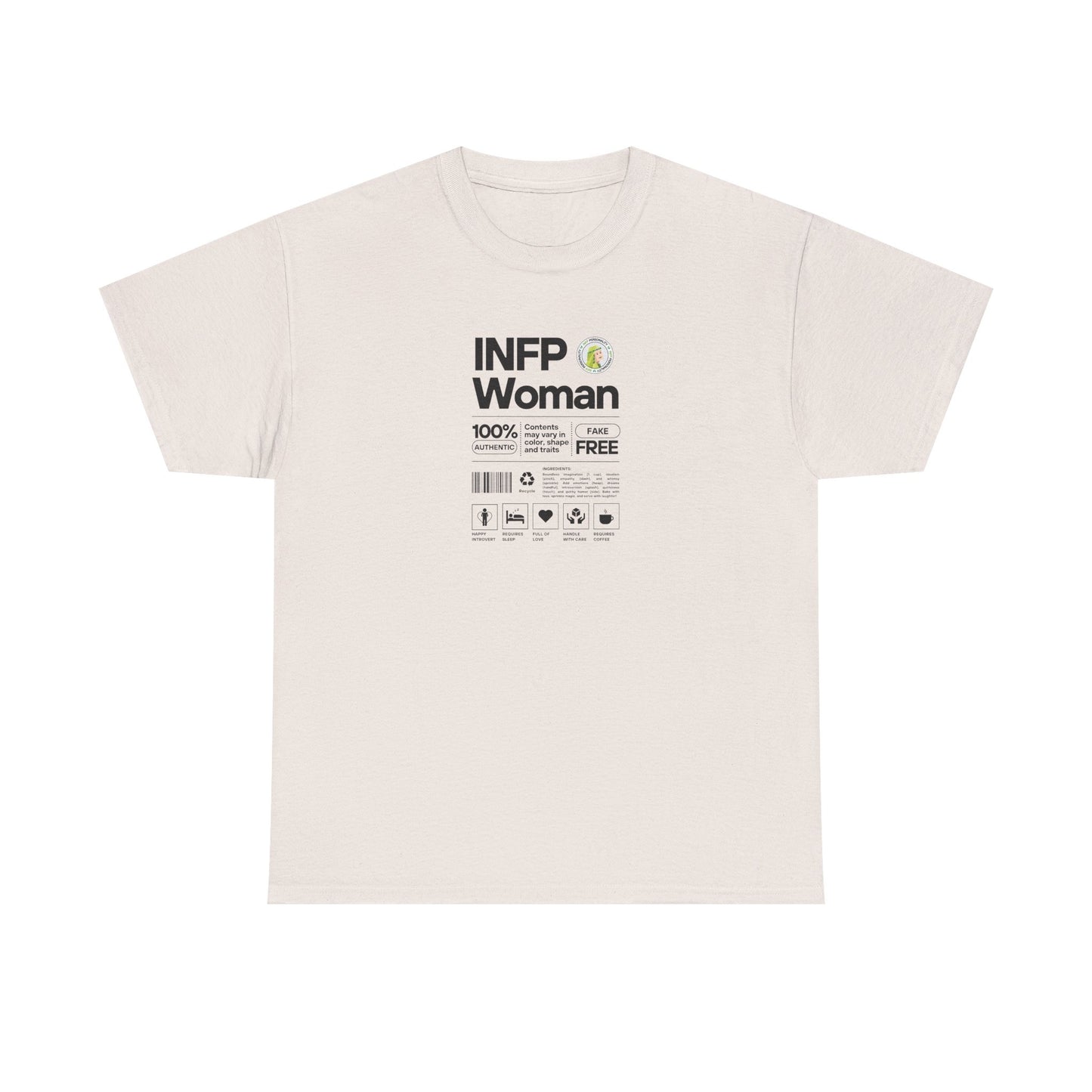 INFP Woman Ingredients Black Text Tee