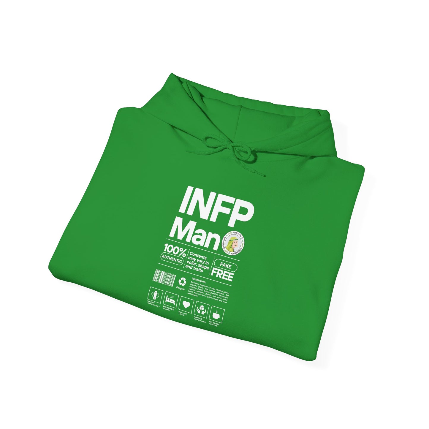 INFP Man Ingredients White Text Hoodie
