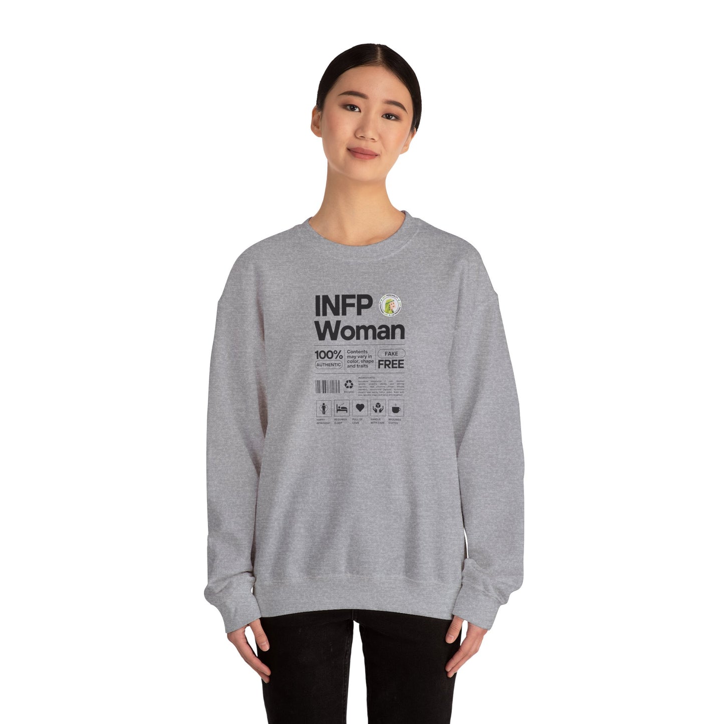 INFP Woman Ingredients Black Text Sweatshirt