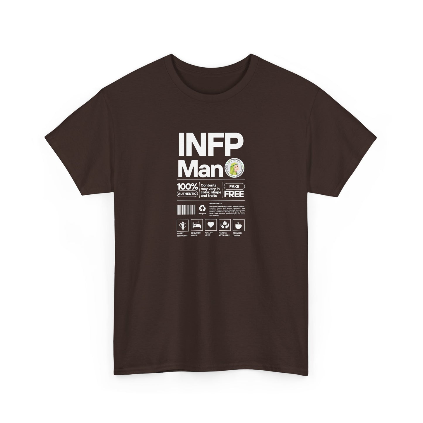 INFP Man Ingredients White Text Tee