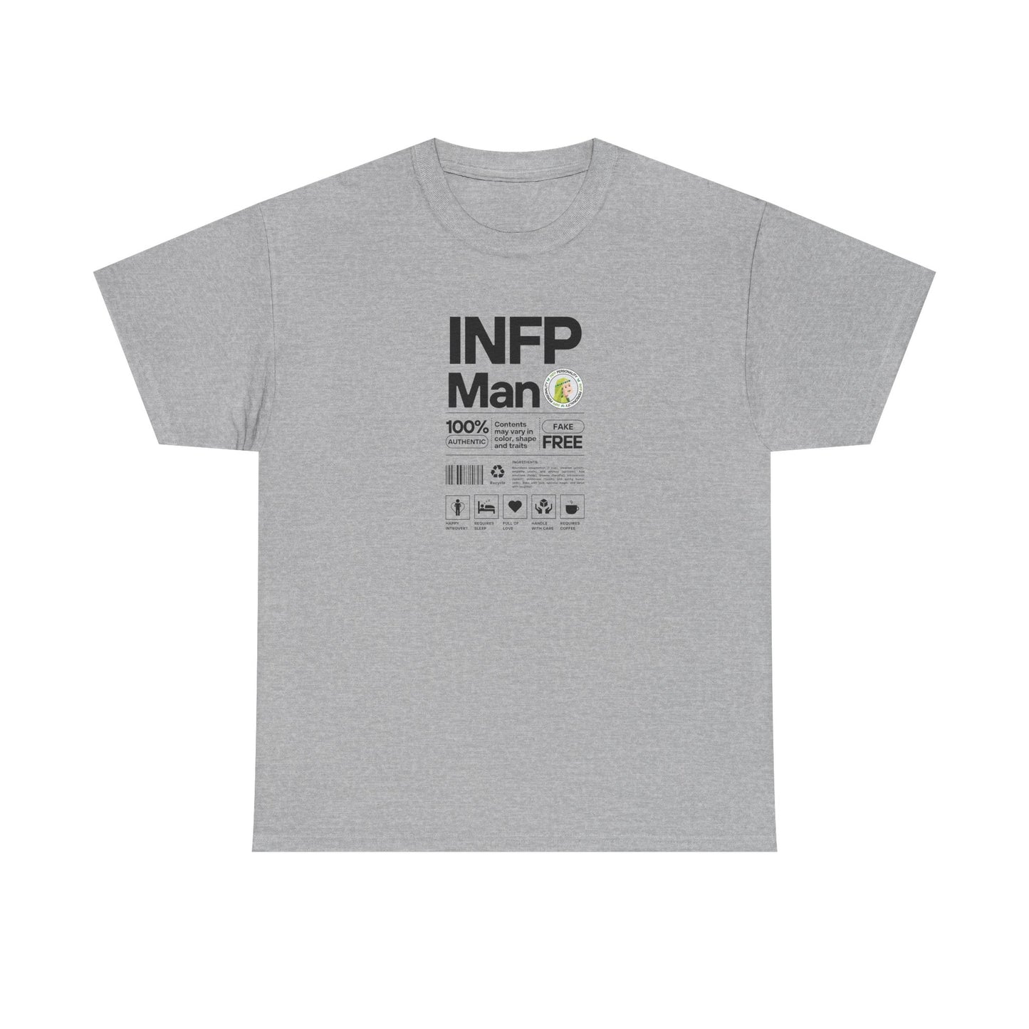 INFP Man Ingredients Black Text Tee