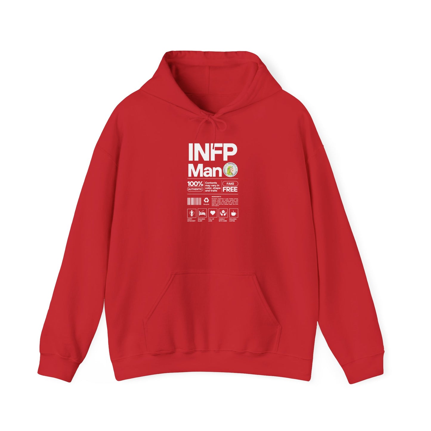 INFP Man Ingredients White Text Hoodie