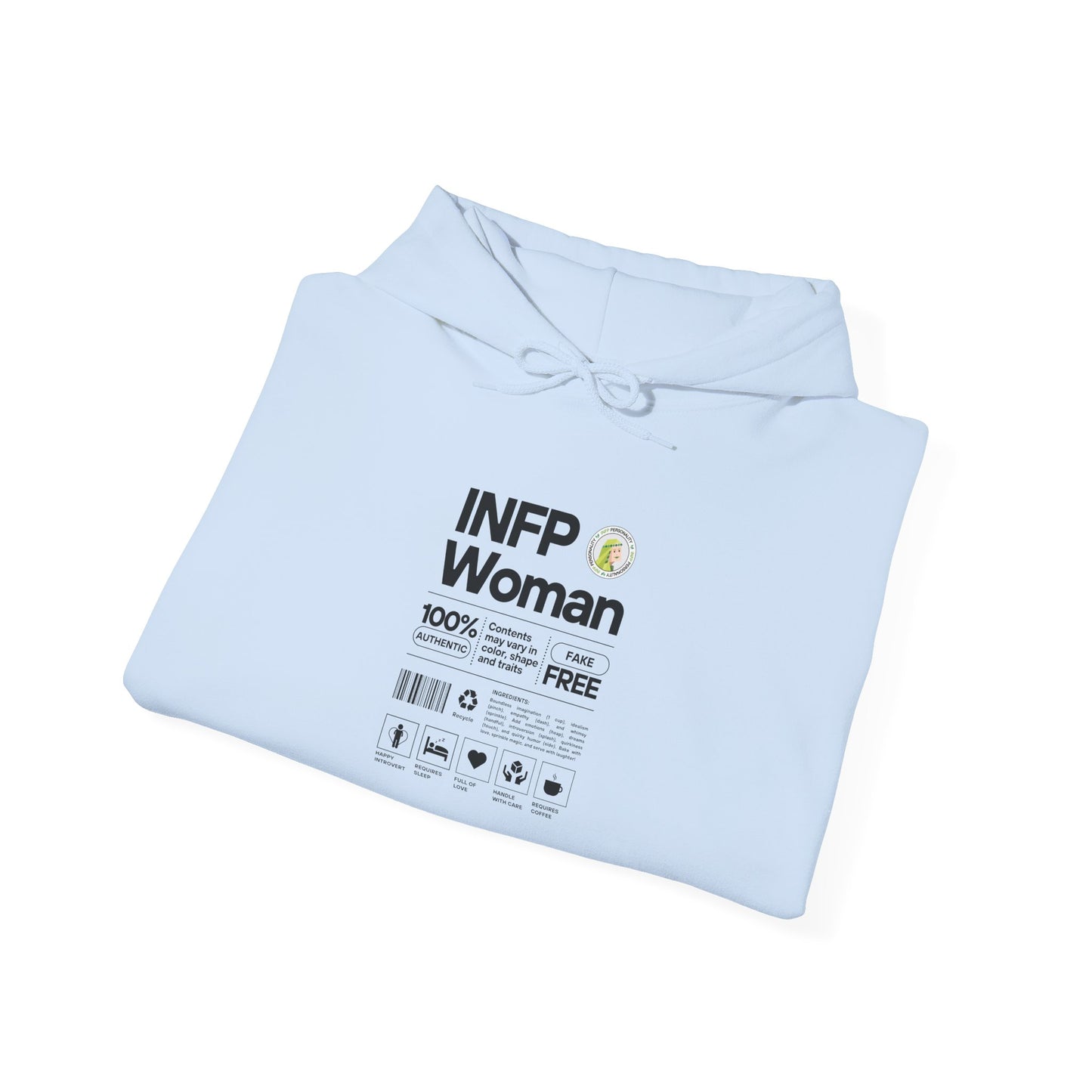 INFP Woman Ingredients Black Text Hoodie
