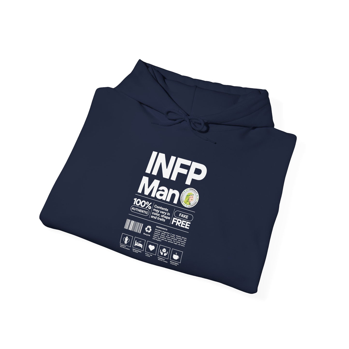 INFP Man Ingredients White Text Hoodie