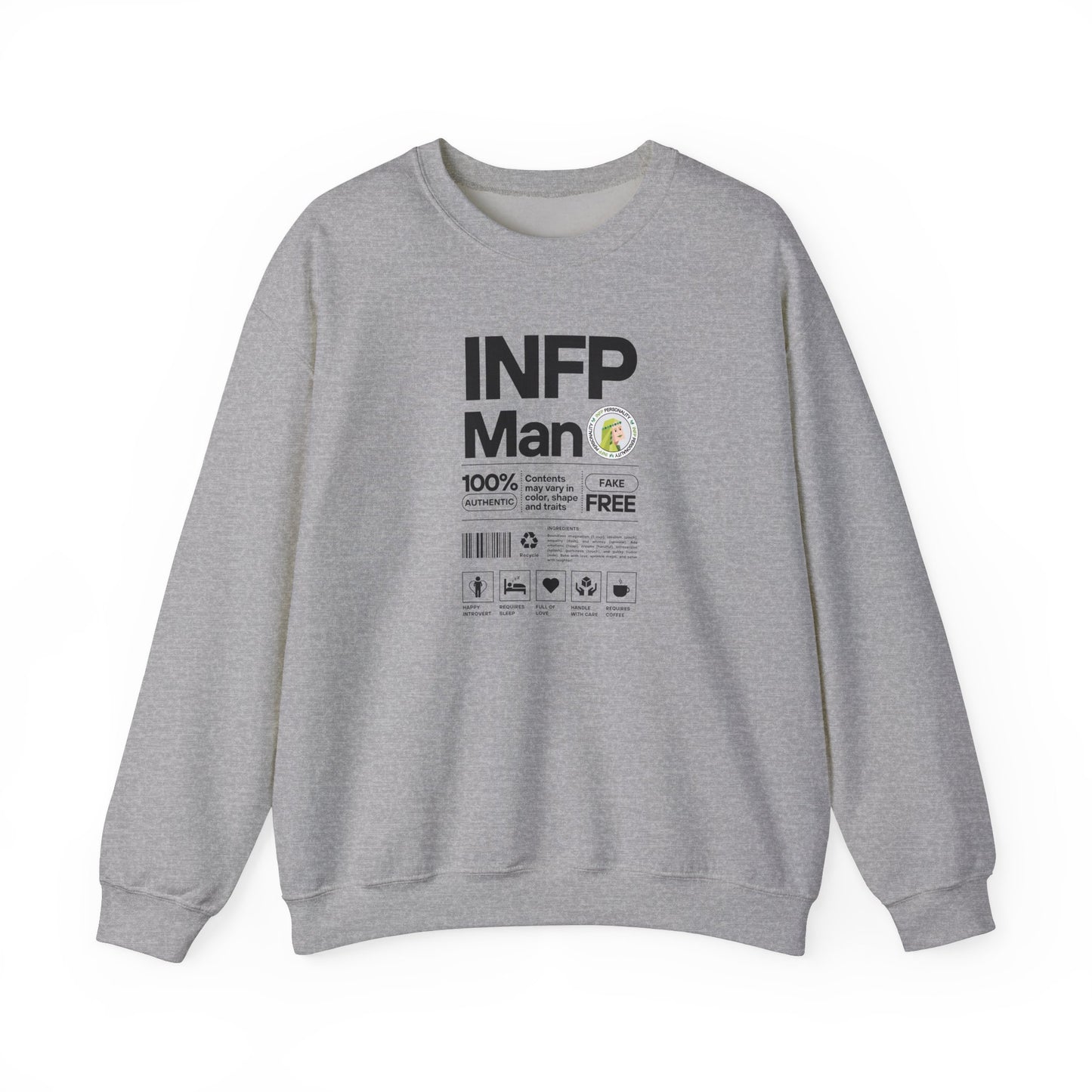 INFP Man Ingredients Black Text Sweatshirt