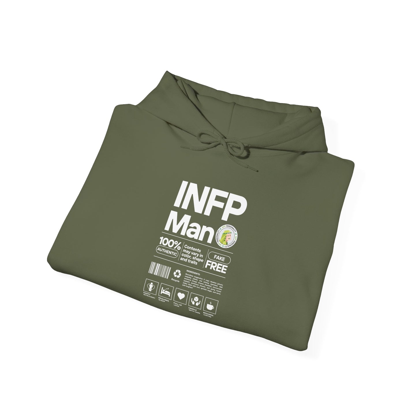 INFP Man Ingredients White Text Hoodie
