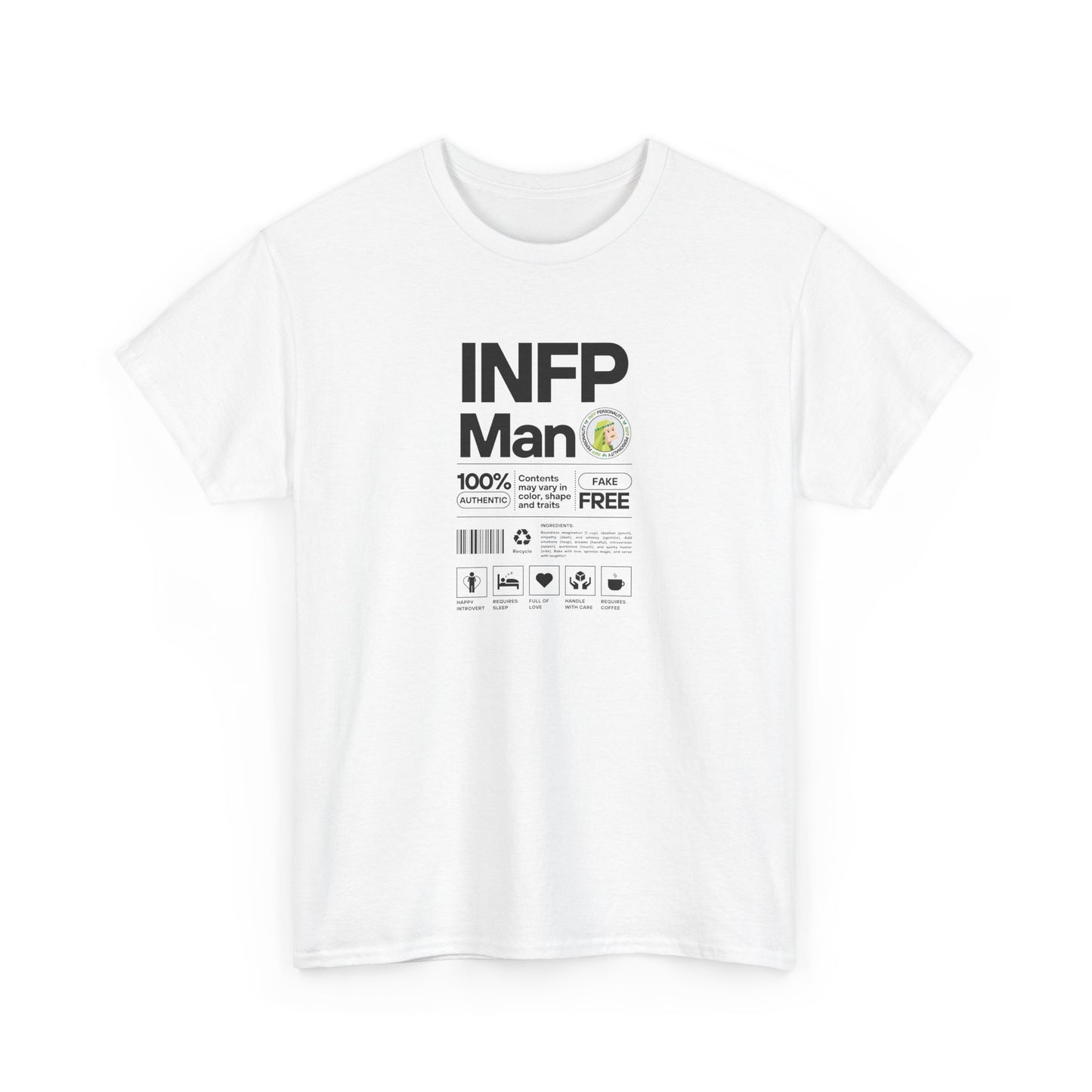 INFP Man Ingredients Black Text Tee