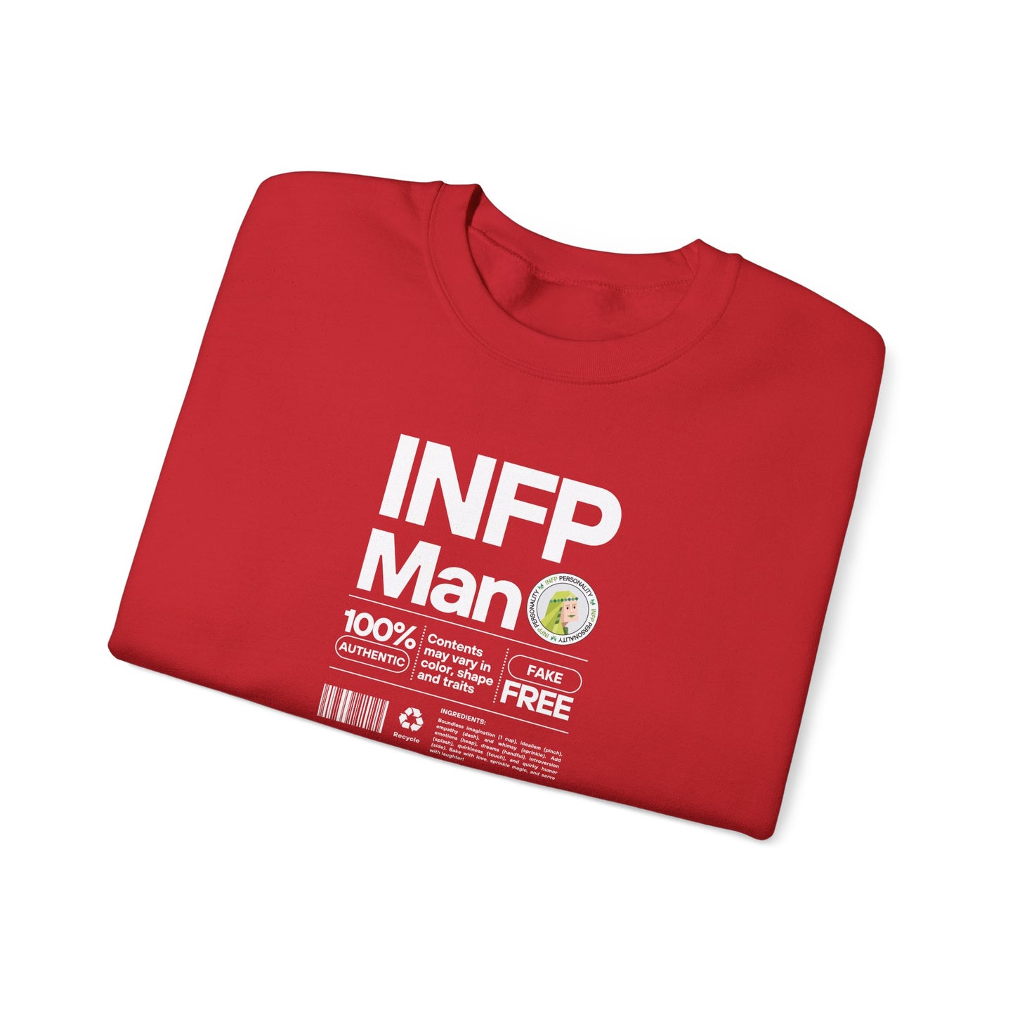 INFP Man Ingredients White Text Sweatshirt