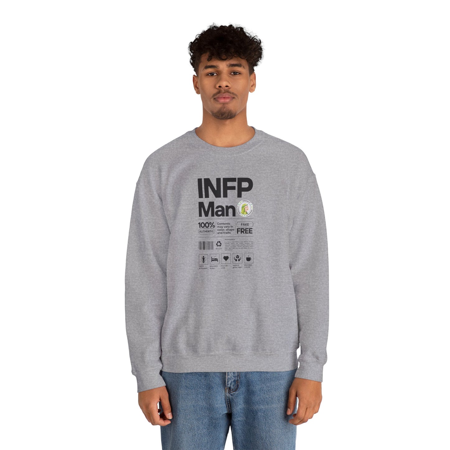 INFP Man Ingredients Black Text Sweatshirt