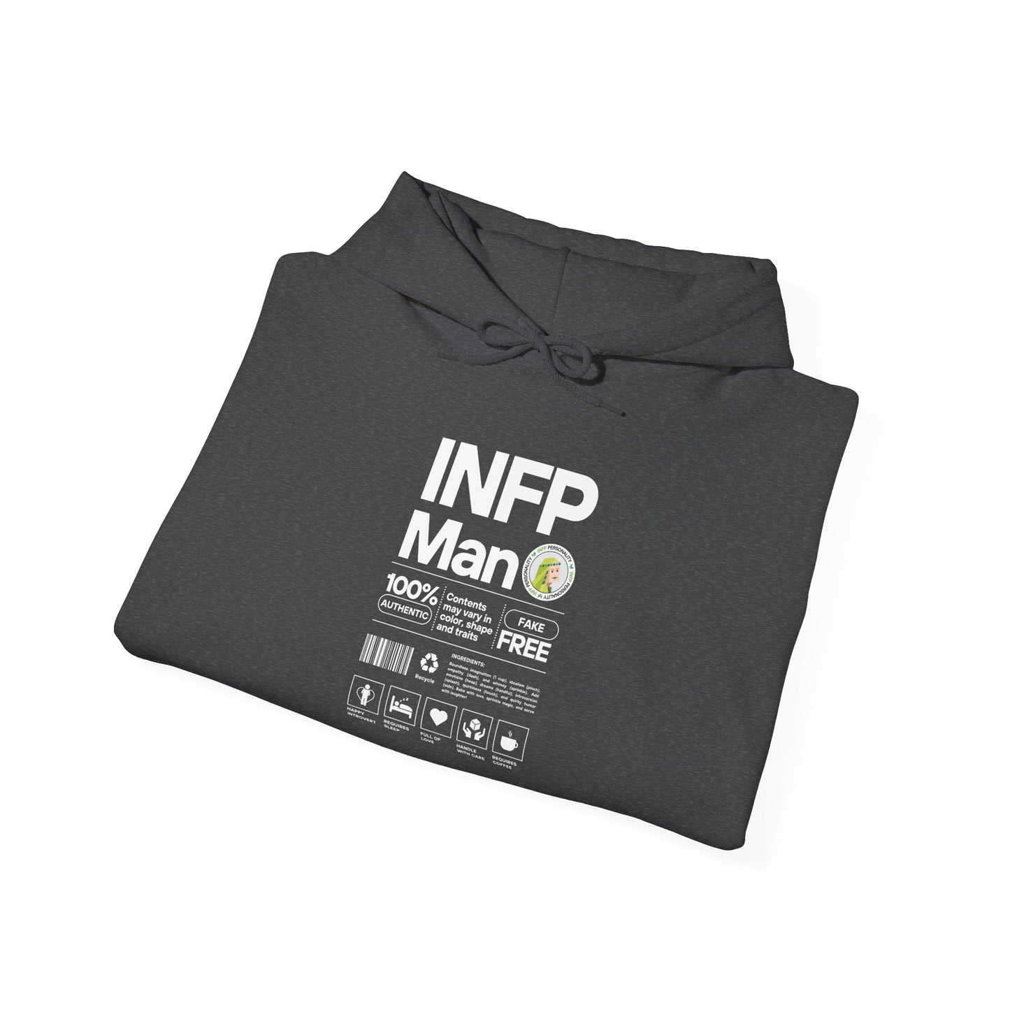 INFP Man Ingredients White Text Hoodie