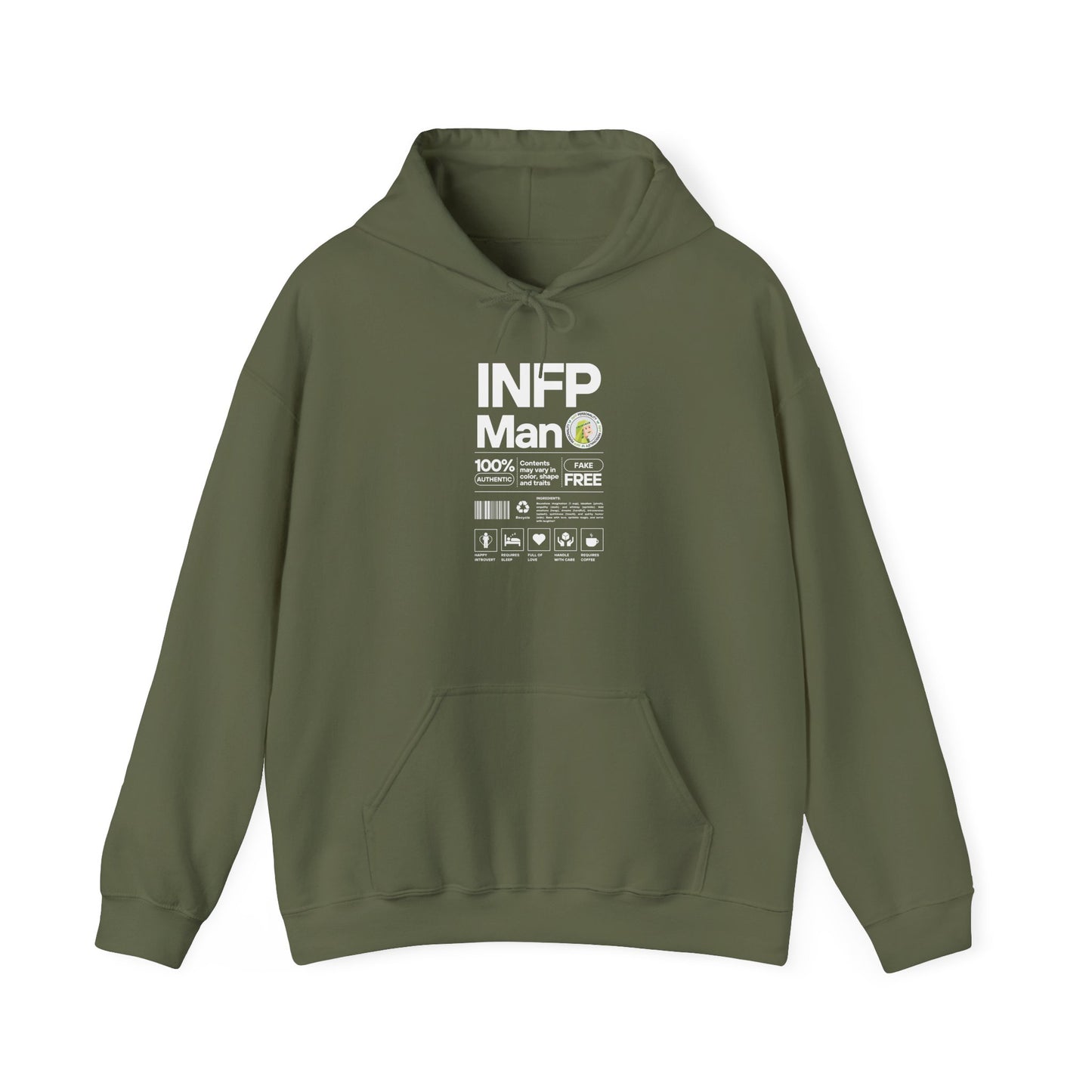 INFP Man Ingredients White Text Hoodie