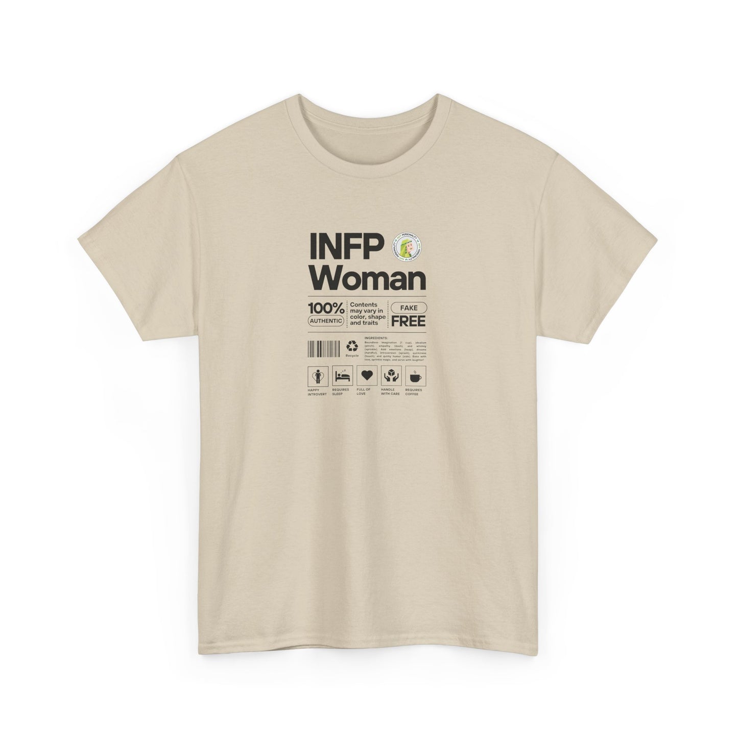 INFP Woman Ingredients Black Text Tee