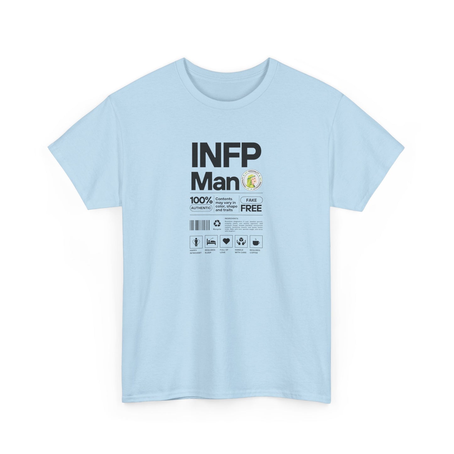 INFP Man Ingredients Black Text Tee