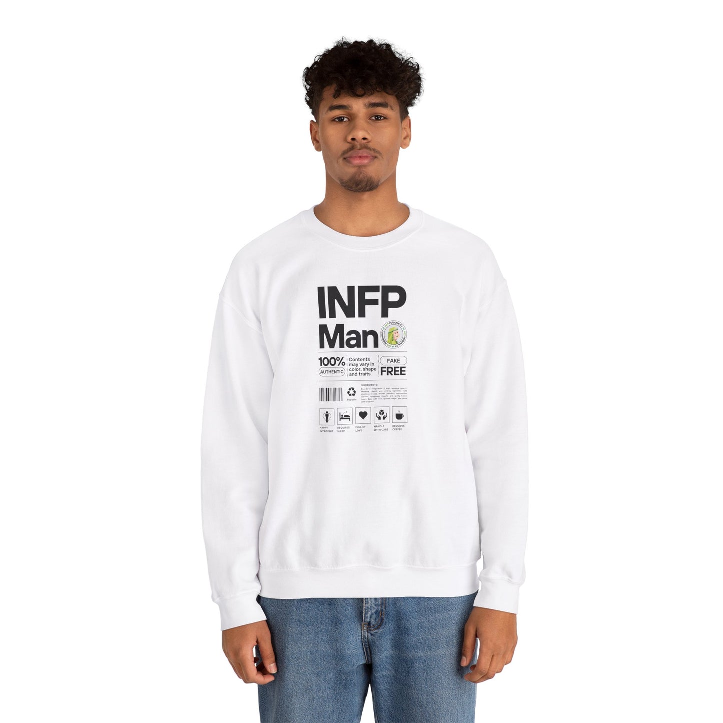 INFP Man Ingredients Black Text Sweatshirt