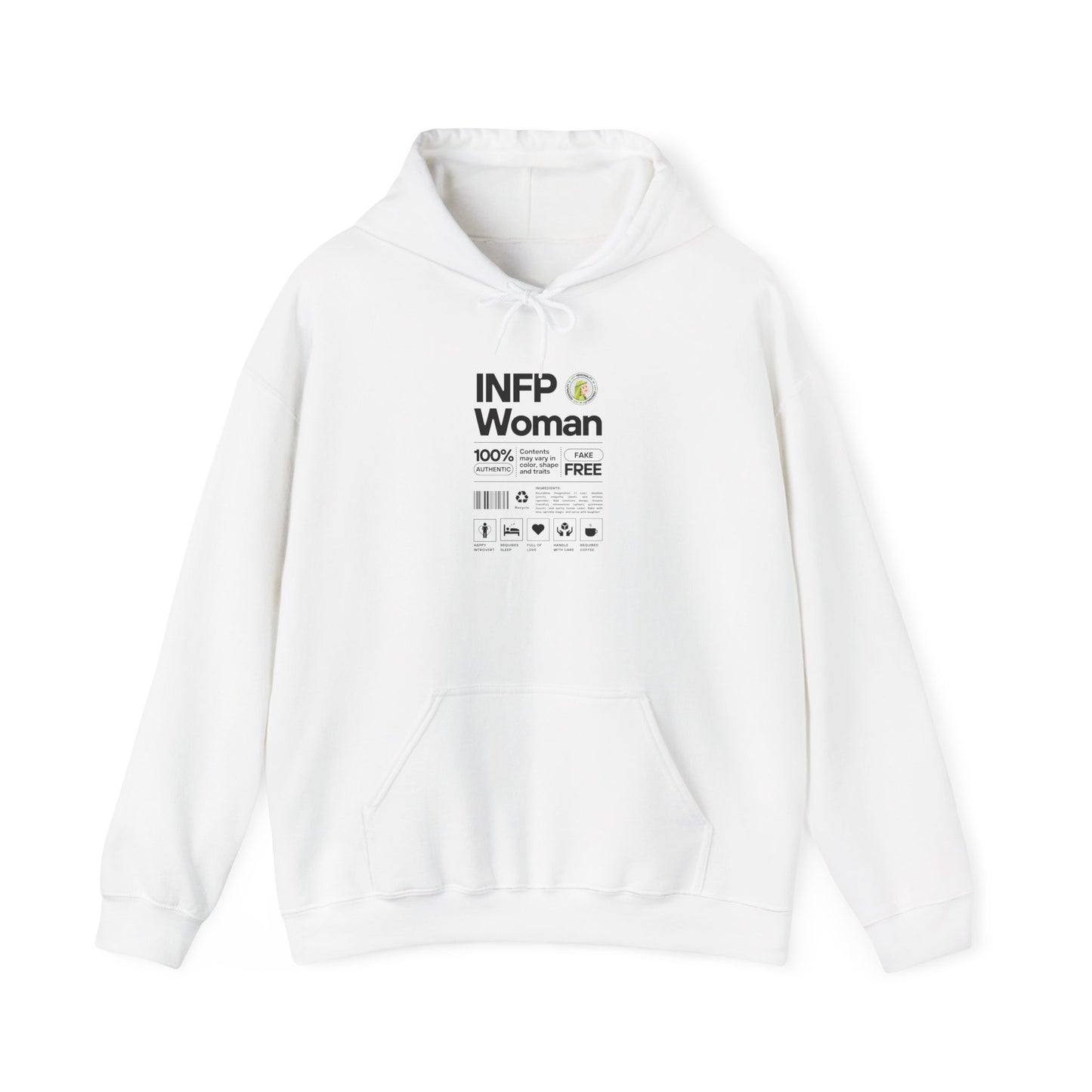 INFP Woman Ingredients Black Text Hoodie