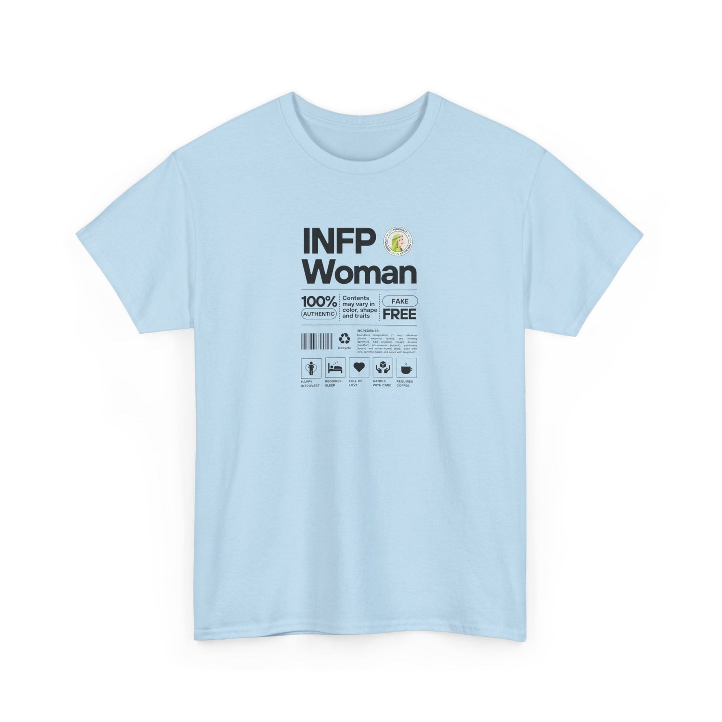 INFP Woman Ingredients Black Text Tee