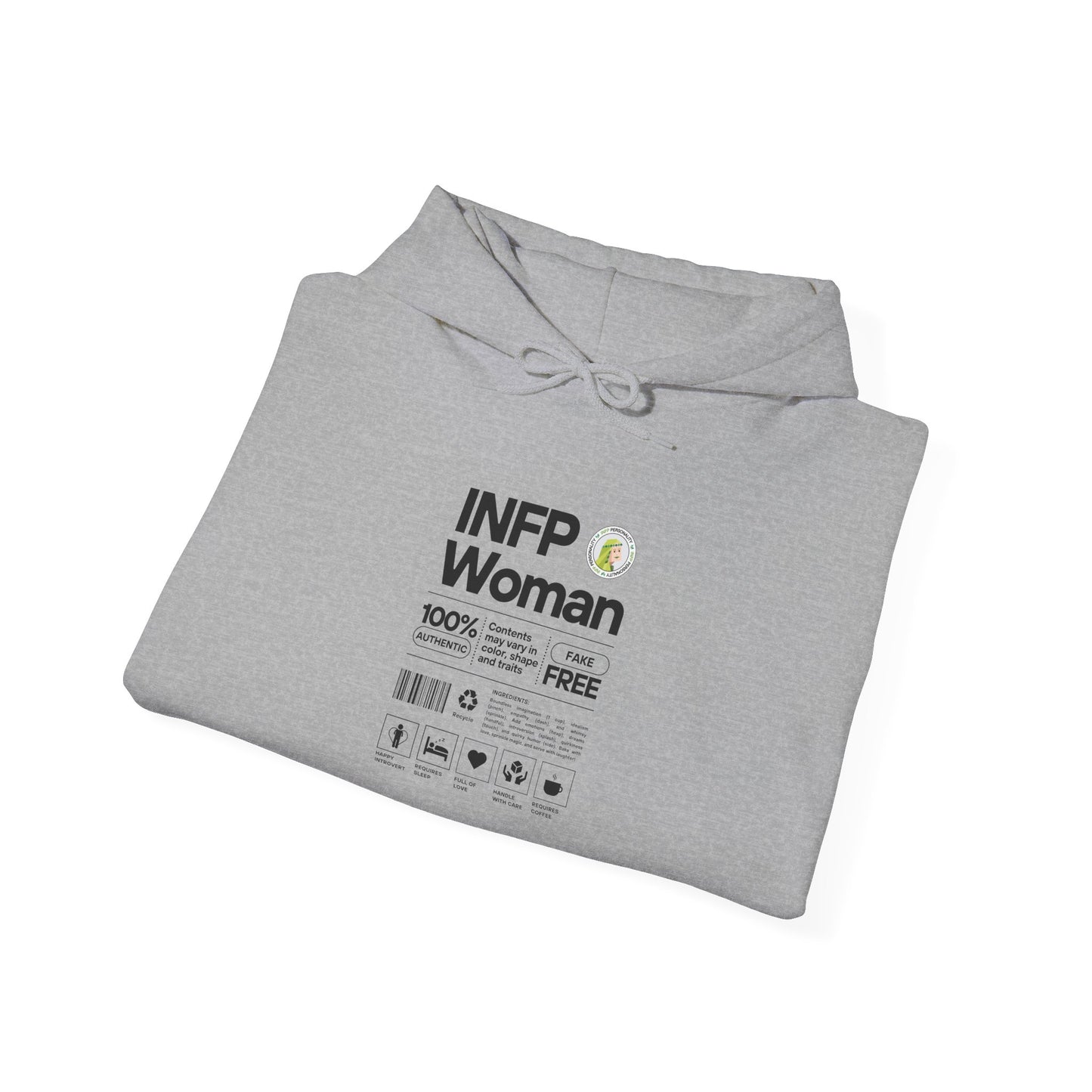 INFP Woman Ingredients Black Text Hoodie