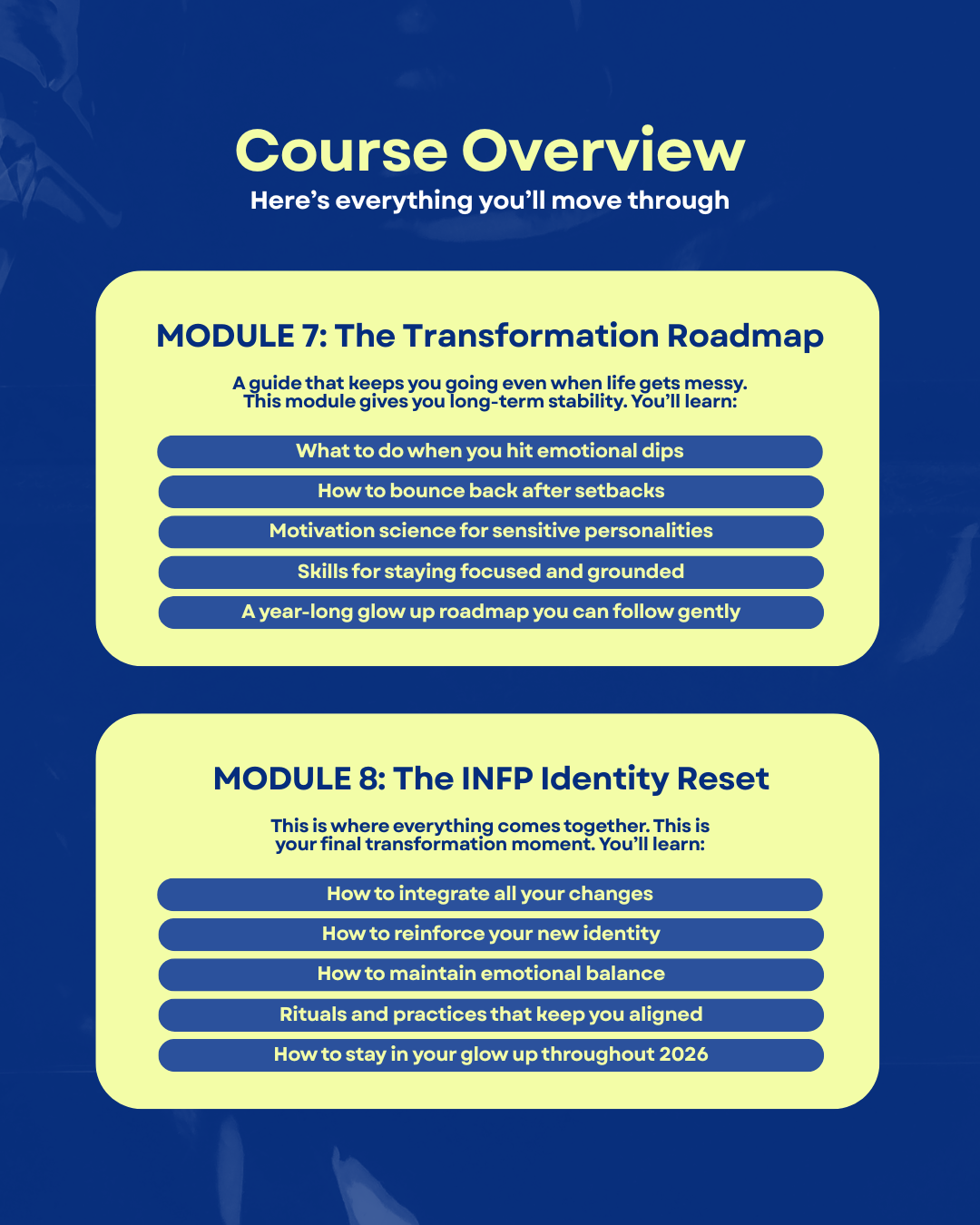 The INFP 2026 Glow Up Course