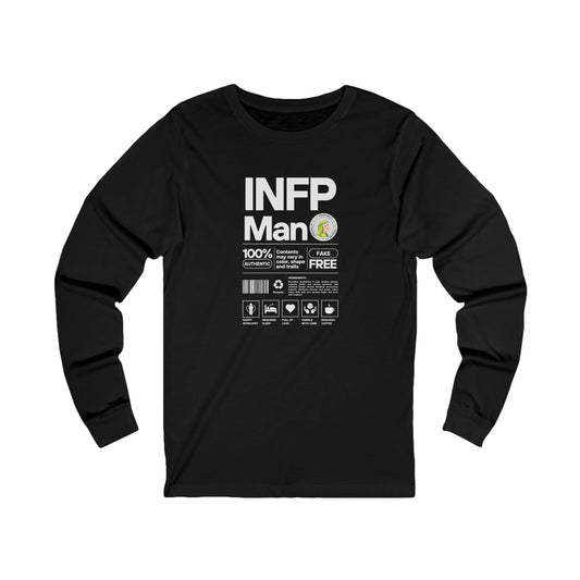 INFP Man Ingredients White Text Long Sleeve Tee